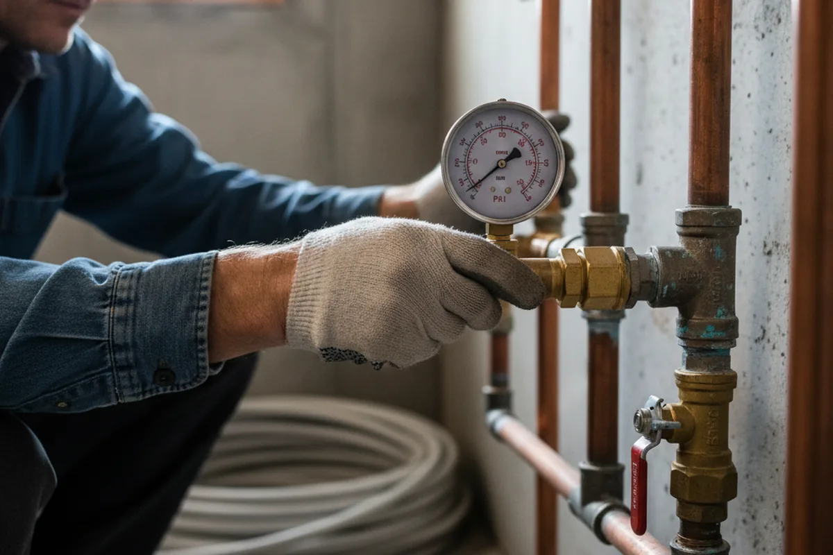 Pressure testing a repaired line during Water Line Repair in Douglasville